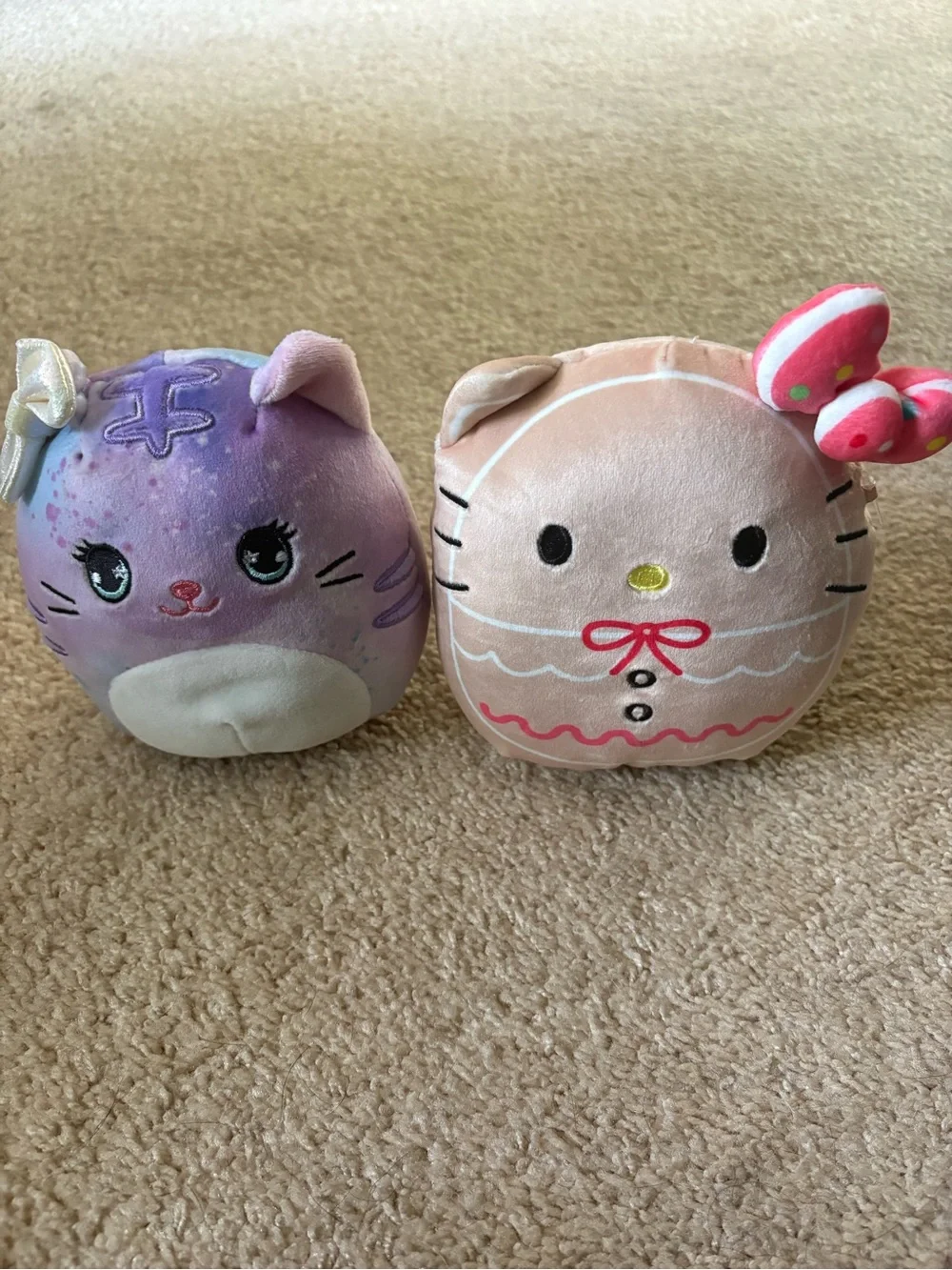 Squishmallows Purple Galaxy Cat & Pink Bow Cat Plush Pair